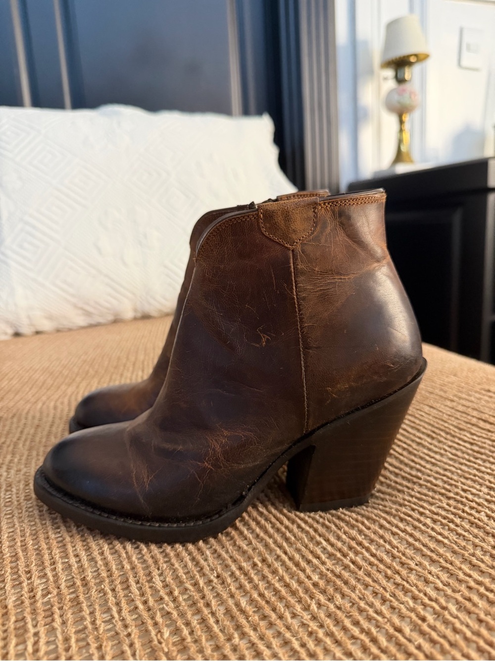 Lucchese Dark Brown Leather Ankle Booties